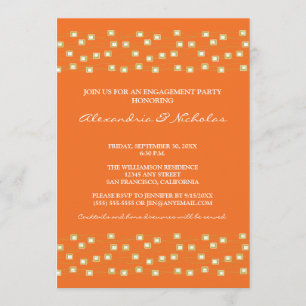String of Lights Engagement Party Invite (orange)