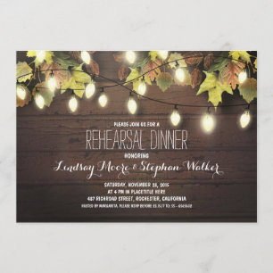 string of lights fall rehearsal dinner invitation