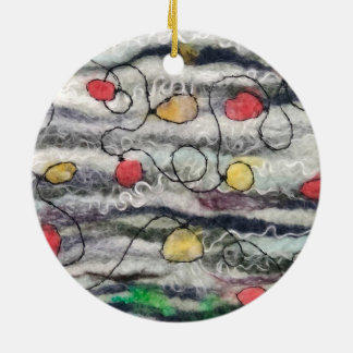 String of lights felted fibre round ornament