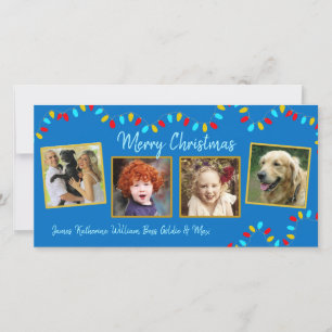 String of Lights Four Photo Family Christmas Cards