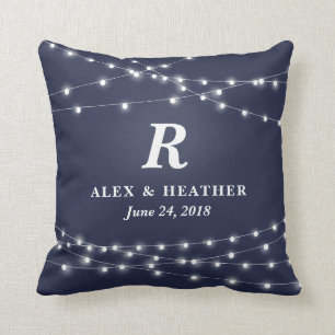 String of Lights Monogram Personalised Wedding Day Cushion
