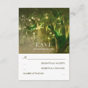 String of Lights Oak Tree Rustic Wedding RSVP Card