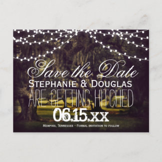 String of Lights Oak Tree Save the Date Postcards