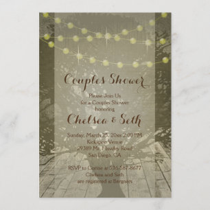String of Lights Rustic Background Invitation