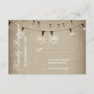 String of Lights Rustic Country Wedding RSVP Cards