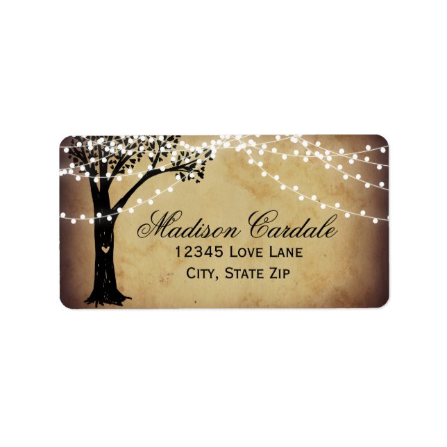 String of Lights Rustic Oak Tree Address Labels (Front)
