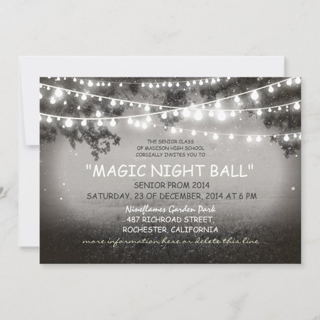 string of lights rustic Prom night Invitations (Front)