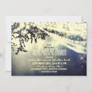 string of lights rustic rehearsal dinner invitation