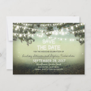 string of lights rustic SAVE THE DATE FLAT CARDS