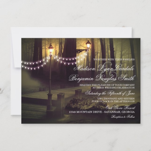 String of Lights Rustic Wedding Invitations (Front)