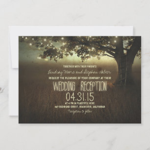 string of lights rustic wedding reception invitation