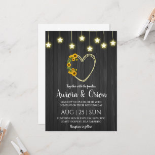 string of lights sunflower wedding invitations