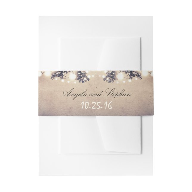 String of Lights Tree Branches Invitation Belly Band (Front Example)