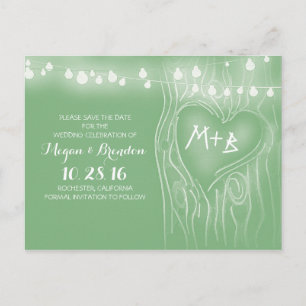String of lights tree save the date postcards