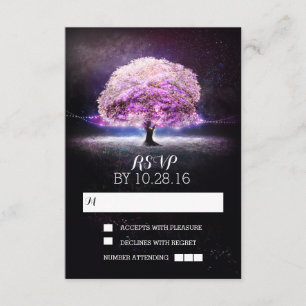String of lights tree wedding RSVP cards