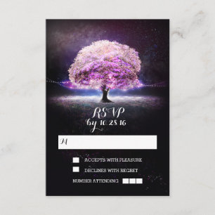 String of lights tree wedding RSVP cards