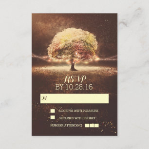String of lights tree wedding RSVP cards