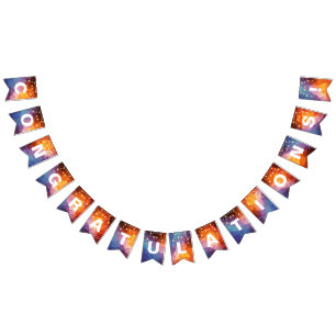 string of party lights on triangle abstract bunting