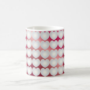 string of pearl hearts on a background of ruby coffee mug