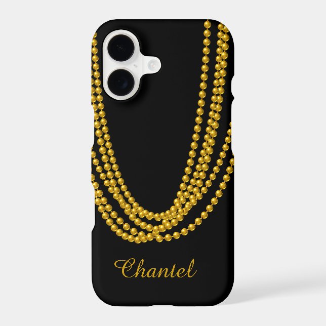 String of Pearls iPhone 7 Case in gold (Back)
