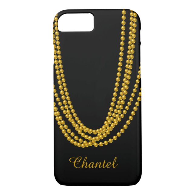 String of Pearls iPhone 7 Case in gold (Back)