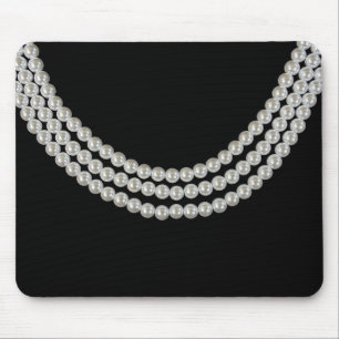 String Of Pearls On Black Mouse Mat