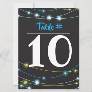 STRING OF STARS Bar Bar Mitzvah Table Number Card