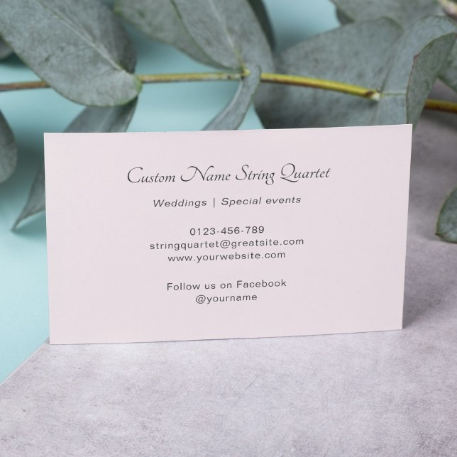 String Quartet Professional Musician Blush Pink Business Card (Creator Uploaded)