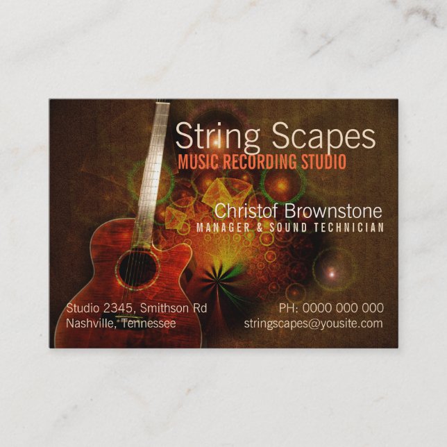 String Scapes Guitar Calendar Business Card (Front)