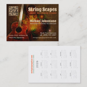 String Scapes Music Guitar Art w/ Calendar QR Code Business Card