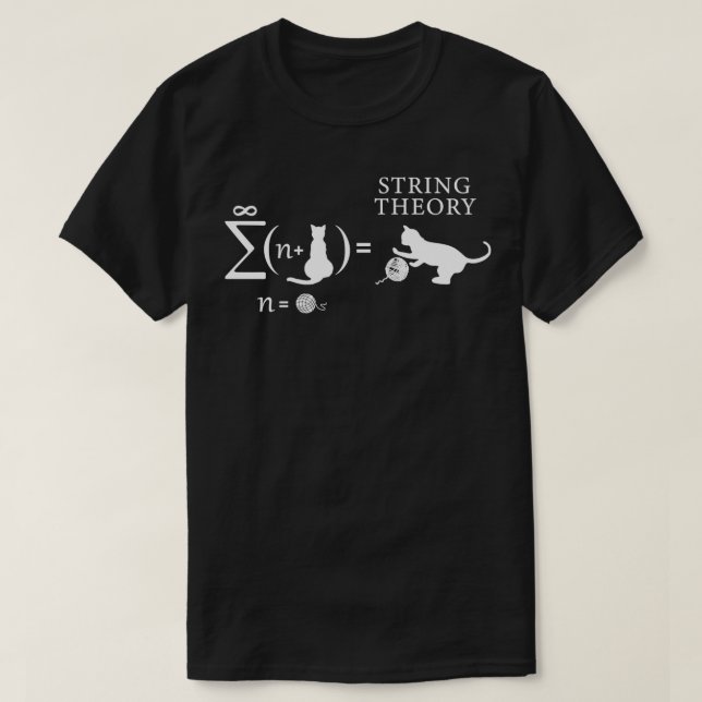 String Theory Cat And Yarn Sarcastic Science Humou T-Shirt (Design Front)