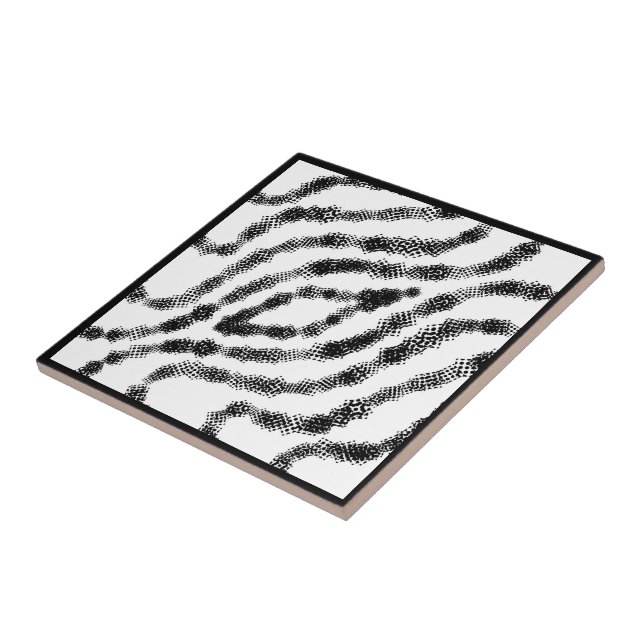 Stringed Black Spotted Boxes On White Modern Art Tile (Side)