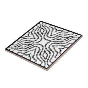 Stringed Black Spotted Boxes On White Modern Art Tile