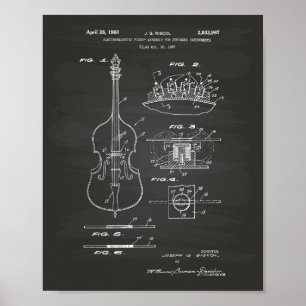 Stringed Instruments 1960 Patent Art Chalkboard Poster