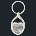 Stringed Lights Wreath Rustic Wedding   Key Ring<br><div class="desc">On this stylish party favour wedding keychain is a grey rustic wood backdrop is a chic floral wreath where you can customise it and above that is a string of lights creating farmhouse romantic elegance.  Part of the Stylish Trendy Wedding Gifts Collection</div>