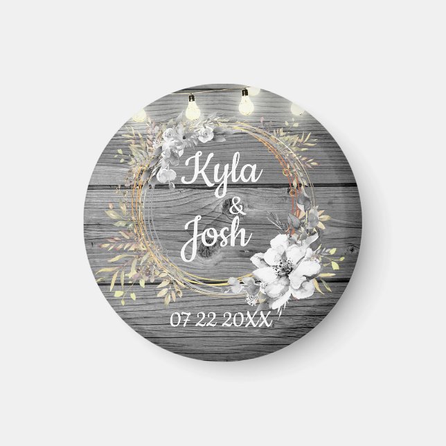 Stringed Lights Wreath Rustic Wedding    Magnet (Front)