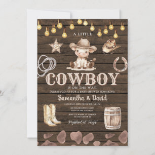Stringlight Cowboy is on the Way Baby Shower  Invitation