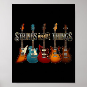 Strings Before Thing Funny Men Vintage Acoustic Poster