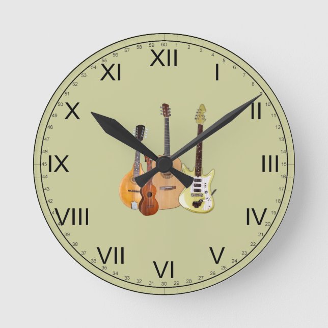 Strings-Musical Instruments Round Clock (Front)