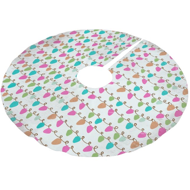 Strings of Coloured Lights Holiday Tree Skirt (Angled)