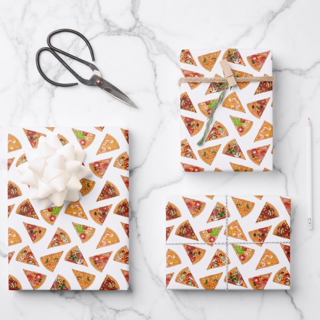 stringy tiled cheese pizza party  wrapping paper sheet (Front)