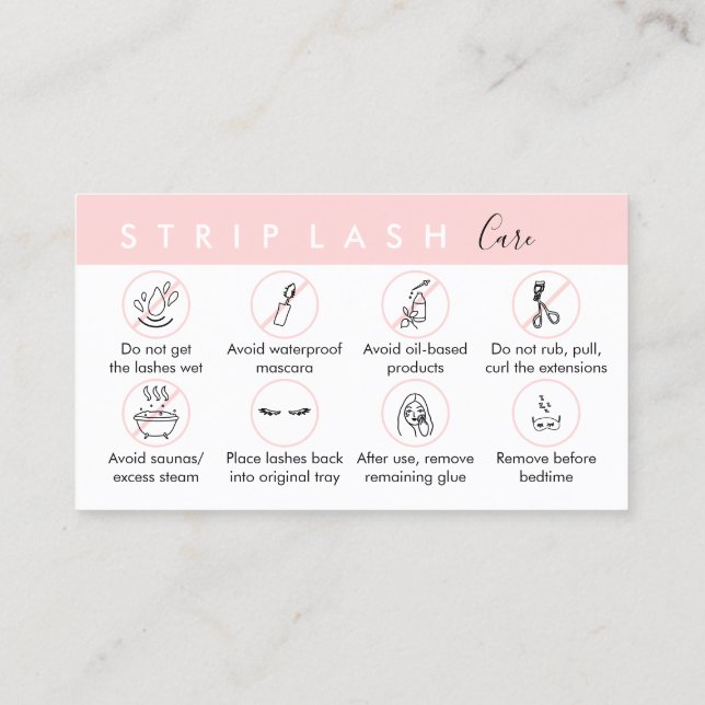 Strip Lash Aftercare Business Card (Back)