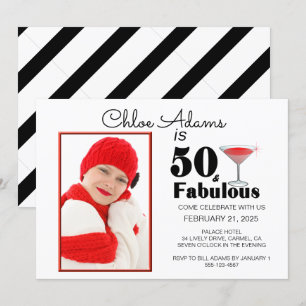 Stripe 50 & Fabulous 50th Birthday Personalised In Invitation