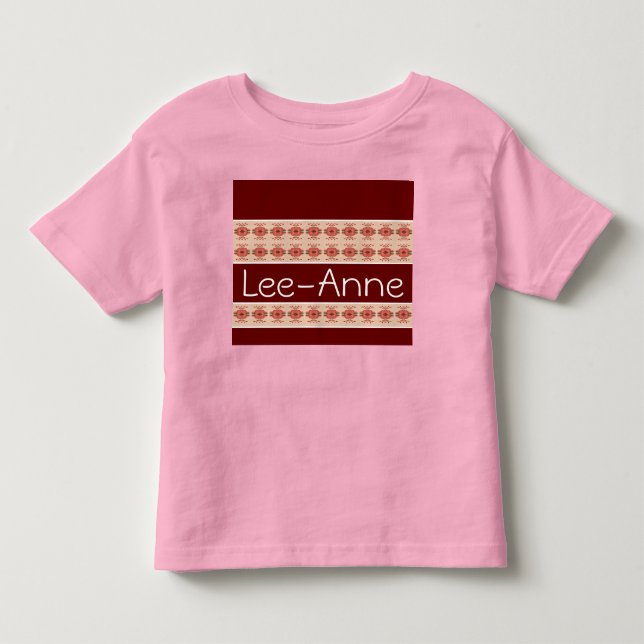 Stripe Accented Floral Pattern Toddler T-Shirt (Front)