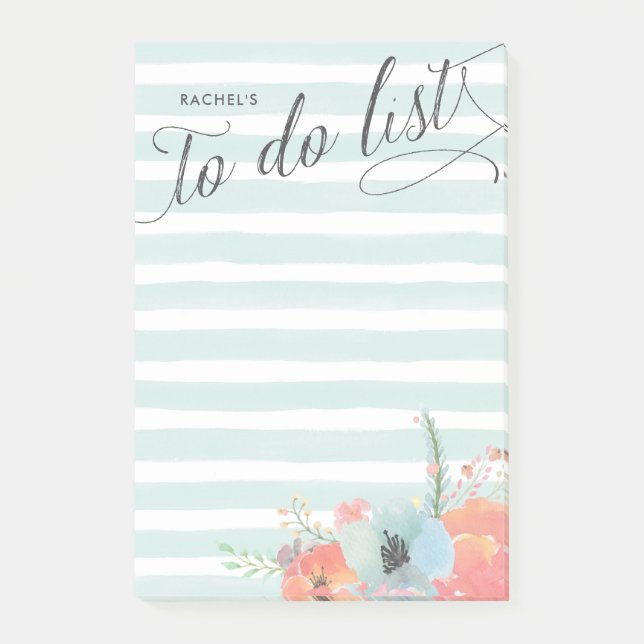 Stripe and Bloom Personalised To-Do List Post-it Notes (Front)