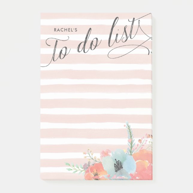 Stripe and Bloom Personalised To-Do List Post-it Notes (Front)