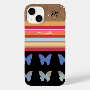 stripe and butterfly with custom name Case-Mate iPhone 14 case