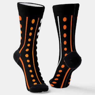 Stripe and Polka Dots Orange and Black Halloween Socks