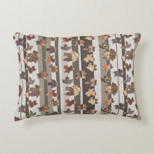 Stripe Autumn Colour Leaves Decorative Cushion
