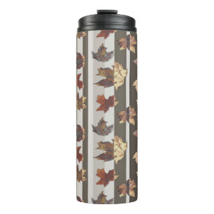 Stripe Autumn Colour Leaves Thermal Tumbler